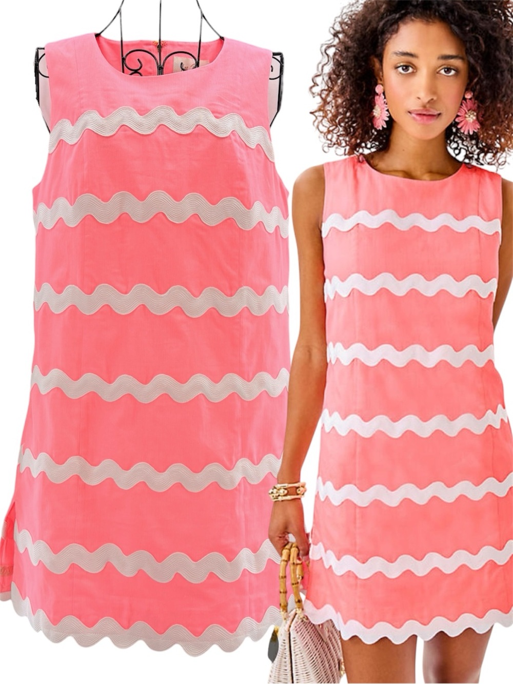 NEW Lilly Pulitzer Kerry Shift Romper Sorbet Pink White Rick Rack Trim Size 2